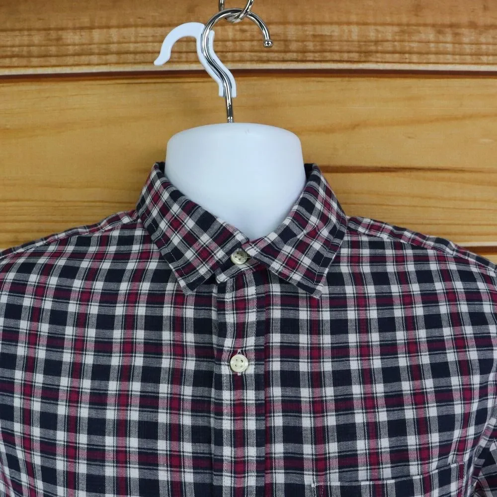 Banana Republic Button Up Shirt Mens S Multicolor Plaid 100% Cotton Standard Fit